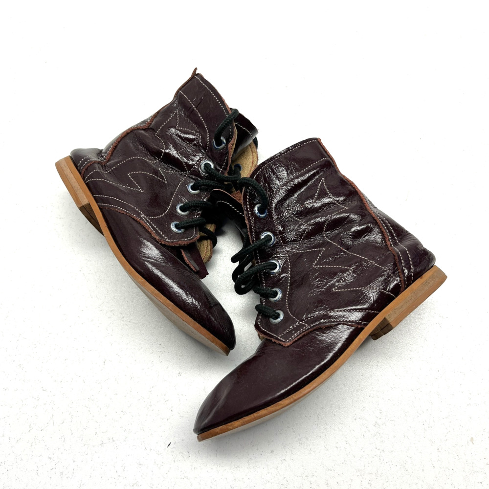 Leather Lace up Baby infant Boots purple Brown
